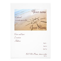 Smiley Sun On The Beach Personalized Invites