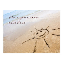 Smiley Sun On The Beach Post Card