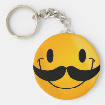Smiley with Mustache Keychain