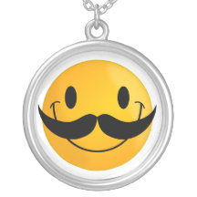 Smiley with Mustache Personalized Necklace
