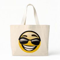 SMILEY WITH SUN GLASSES TOTE BAGS
