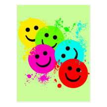SMILEY Y SALPICADURA DE LA PINTURA TARJETA POSTAL