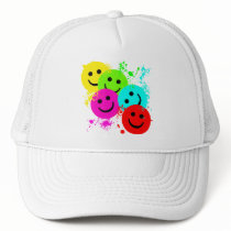 SMILEYS AND PAINT SPLATTER TRUCKER HAT
