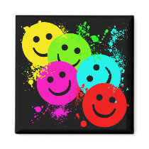 SMILEYS AND PAINT SPLATTER FRIDGE MAGNET