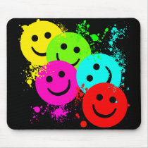 SMILEYS AND PAINT SPLATTER MOUSE PADS