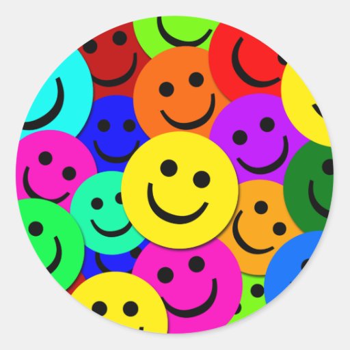 Smileys Collage Classic Round Sticker Zazzle