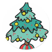 Smileys ornaments hanging on a christmas tree stickers