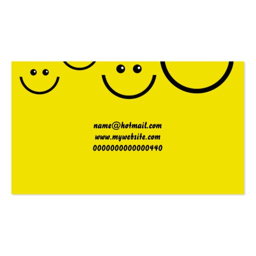 Smilie Face Background, Your Name Here Business Cards (back side)
