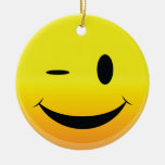 Smilie Face Wink Christmas Ornament