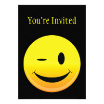 Smilie Face Wink Personalized Invites