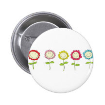 Smilin' Flowers Pinback Button