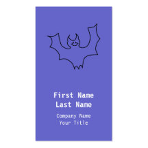 Smiling Bat. Black line illustration. Business Card Templates