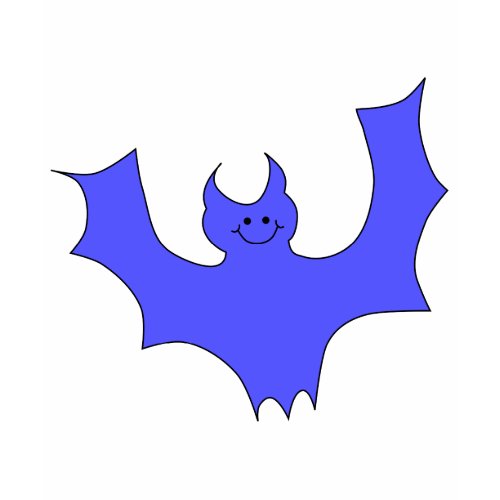 Smiling Bat. Blue Cartoon illustration. Custom shirt