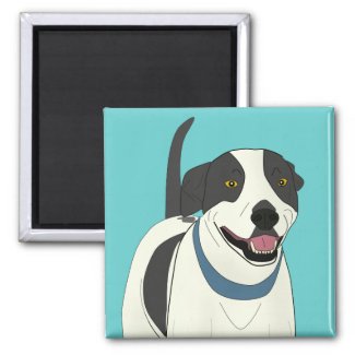 Smiling Black and White Dog - Line Art Fridge Magnets