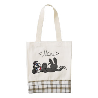 Smiling Black Puppy Dog with Blaze Roll Over Zazzle HEART Tote Bag