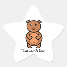 Smiling brown bear star stickers