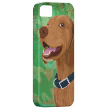 Smiling Brown Vizsla on Green Background iPhone 5 Covers