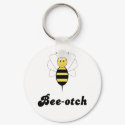 Smiling Bumble Bee Bee-otch Keychain