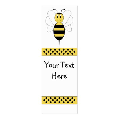 Smiling Bumble Bee Bookmark Business Card by bugspot