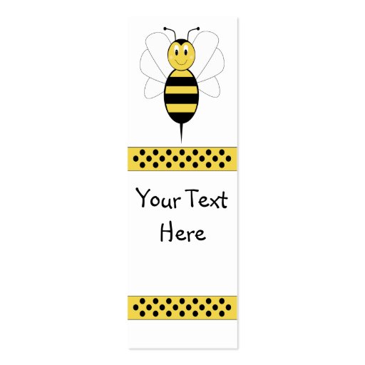 Smiling Bumble Bee Bookmark Business Card (front side)
