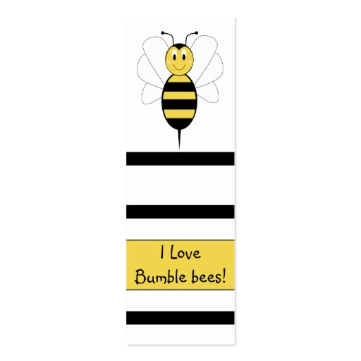 Smiling Bumble Bee Bookmark Business Card Template (front side)