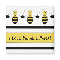 Smiling Bumble Bee Customizable Magnet by bugspot Smiling Bumble Bee Customizable Magnet