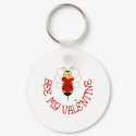 Smiling Bumble Bee Hugs Heart Bee My Valentine keychains