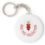 Smiling Bumble Bee Hugs Heart Bee My Valentine keychains