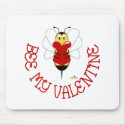 Smiling Bumble Bee Hugs Heart Bee My Valentine mousepads