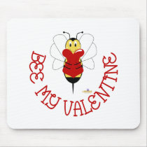 Smiling Bumble Bee Hugs Heart Bee My Valentine mousepads