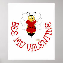 Smiling Bumble Bee Hugs Heart Bee My Valentine Print