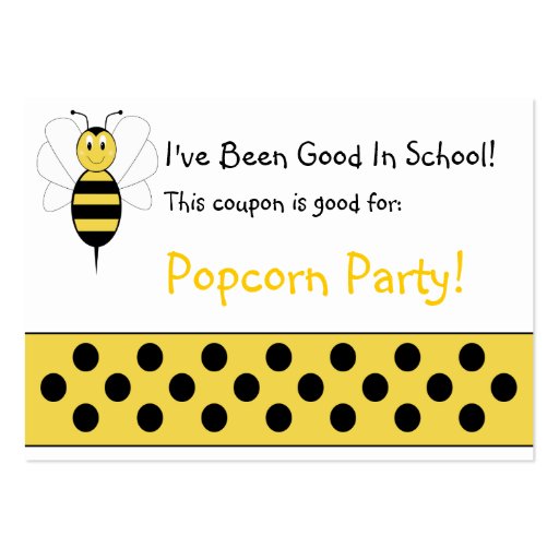 Smiling Bumble Bee School Coupon Business Cards