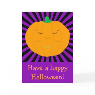 Smiling cartoon pumpkin card
