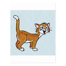 Smiling Cat Cartoon Art Postcard