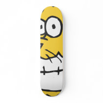 Smiling cat with toothbrush skateboard