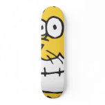Smiling cat with toothbrush skateboard