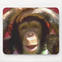 Smiling Chimpanzee mousepads by malibuitalian Smiling Chimpanzee mousepads