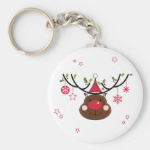 Smiling Christmas Reindeer Keychains