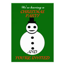 Smiling Christmas Snowman Custom Party Invites