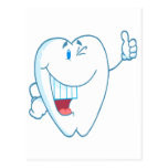 Smiling Clean Tooth Cartoon Character Thumbs Up.ai Postcard