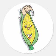 smiling corn character sticker