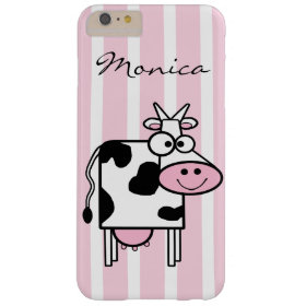 Smiling Cow Girly Animal Print Monogrammed Barely There iPhone 6 Plus Case