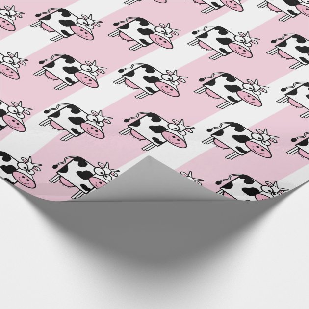 Smiling Cow Girly Animal Print Wrapping Paper 4/4