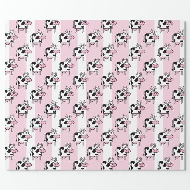 Smiling Cow Girly Animal Print Wrapping Paper 2/4