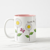 Smiling Daisies and Butterflies | Custom Gift Mug