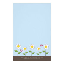 Smiling Daisies & Butterflies Note Paper Custom Stationery