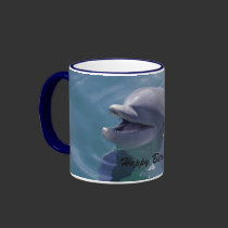 Smiling Dolphin  Happy Birthday! mugs