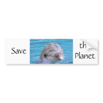 Smiling Dolphin - Save the Planet bumper stickers