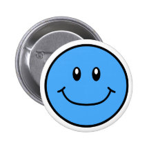 Smiling Face Button Blue 0001