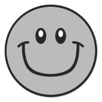Smiling Face Stickers Grey 0003